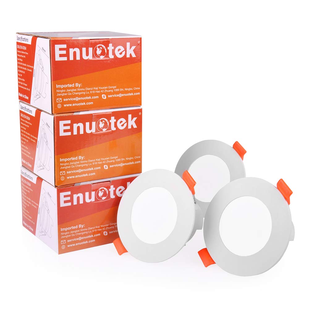 ENUOTEK 5W LED Mini Spots Einbauleuchten Decke Lampen, LED Deckenspots Dimmbar Flach, IP44 Feuchtraum, Warmweiß und Kaltweiß Einstellbar, 65-80MM Lochdurchmesser, 3er Lampen