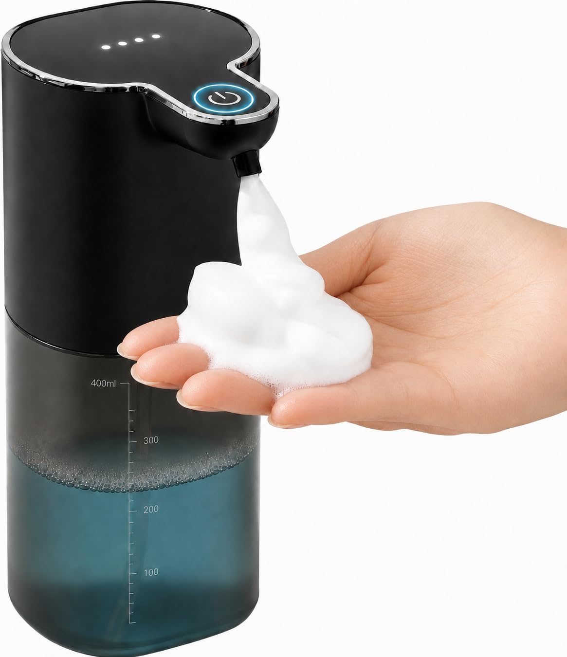 Aluan Automatic Soap Dispenser for Bathroom, 400ml Touchless Automatic Hand Wash Dispensers with 4-Level Adjustable Foam Modes, IPX5 Waterproof Type-C Rechargeable Sensor Handwash Dispenser-image-21