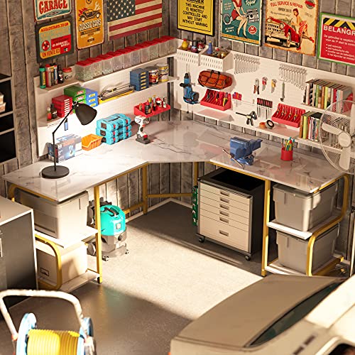 Image of L Shaped Desk with Shelves,64.84 inch Large Gaming Corner Desk for Home Office