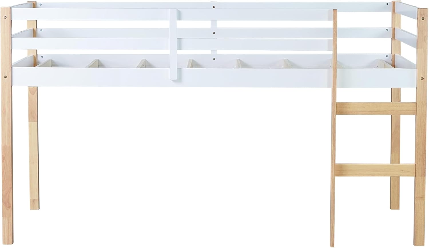 Bellemave Twin Size Low Loft Bed Frame with Guardrails,Kids Loft Bed with Ladder,Rubber Wood Low Loft Bed Twin Size for Girls Boys,Natural