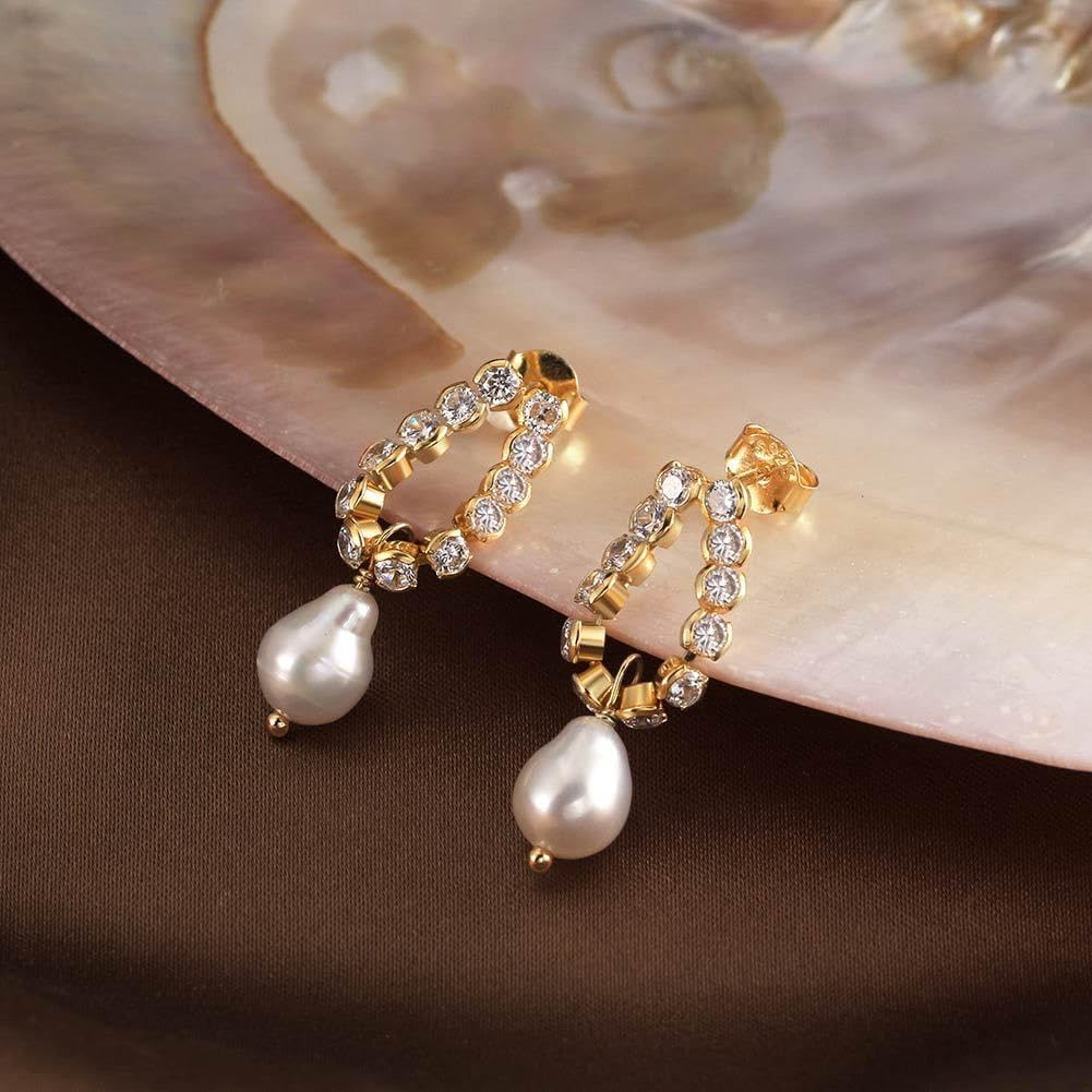 Pearl earrings-Gifts for Women Wife-Gift for Wife Wedding Birthday Anniversary Jewelry-Mom Girlfriend Her Mothers Day Gifts for Mom Women Valentines Day Christmas Day Gifts NO001