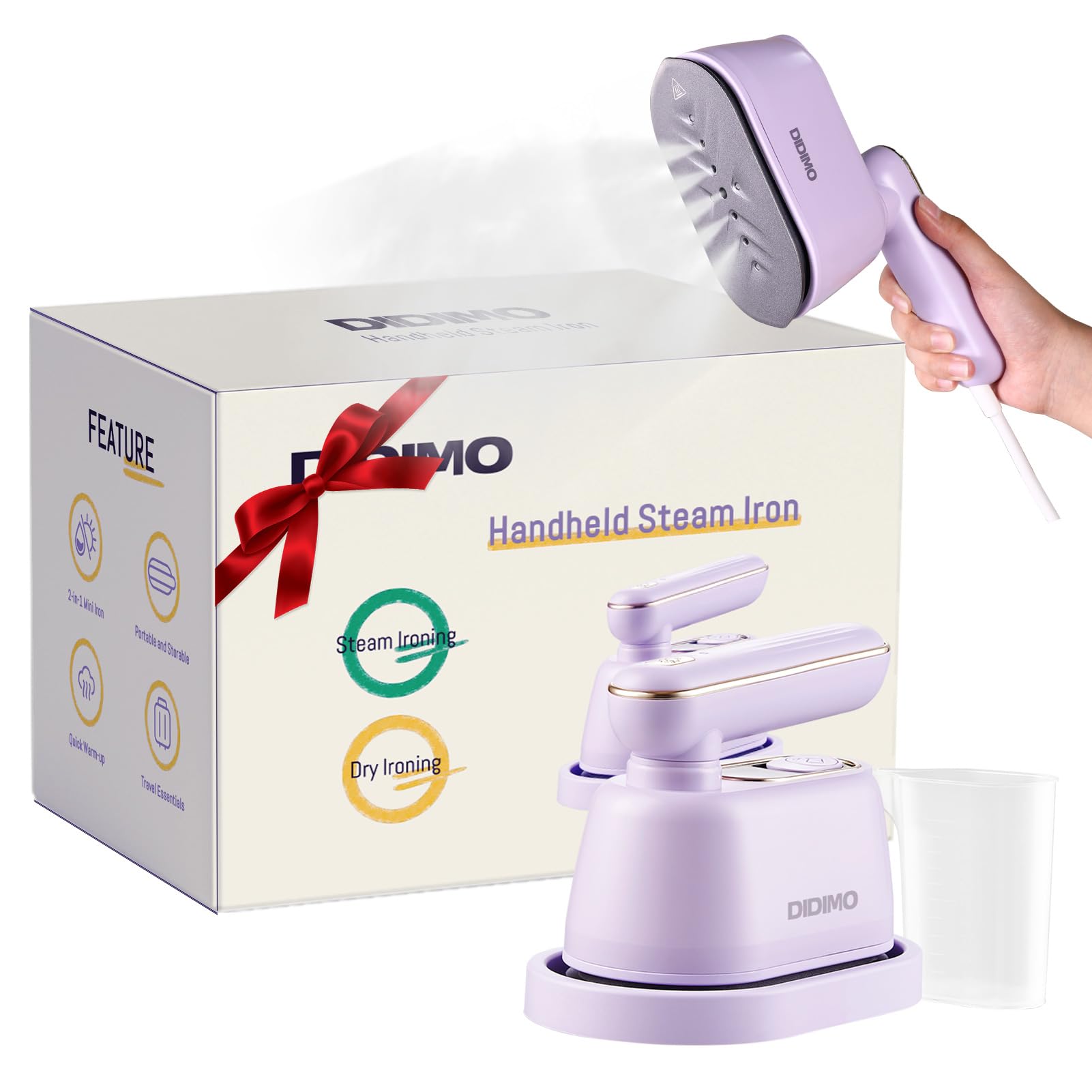 Plancha de vapor portátil 2 en 1 para ropa, con rotación de 180°, ideal para viajes, hogar, dormitorio, escuela, etc.