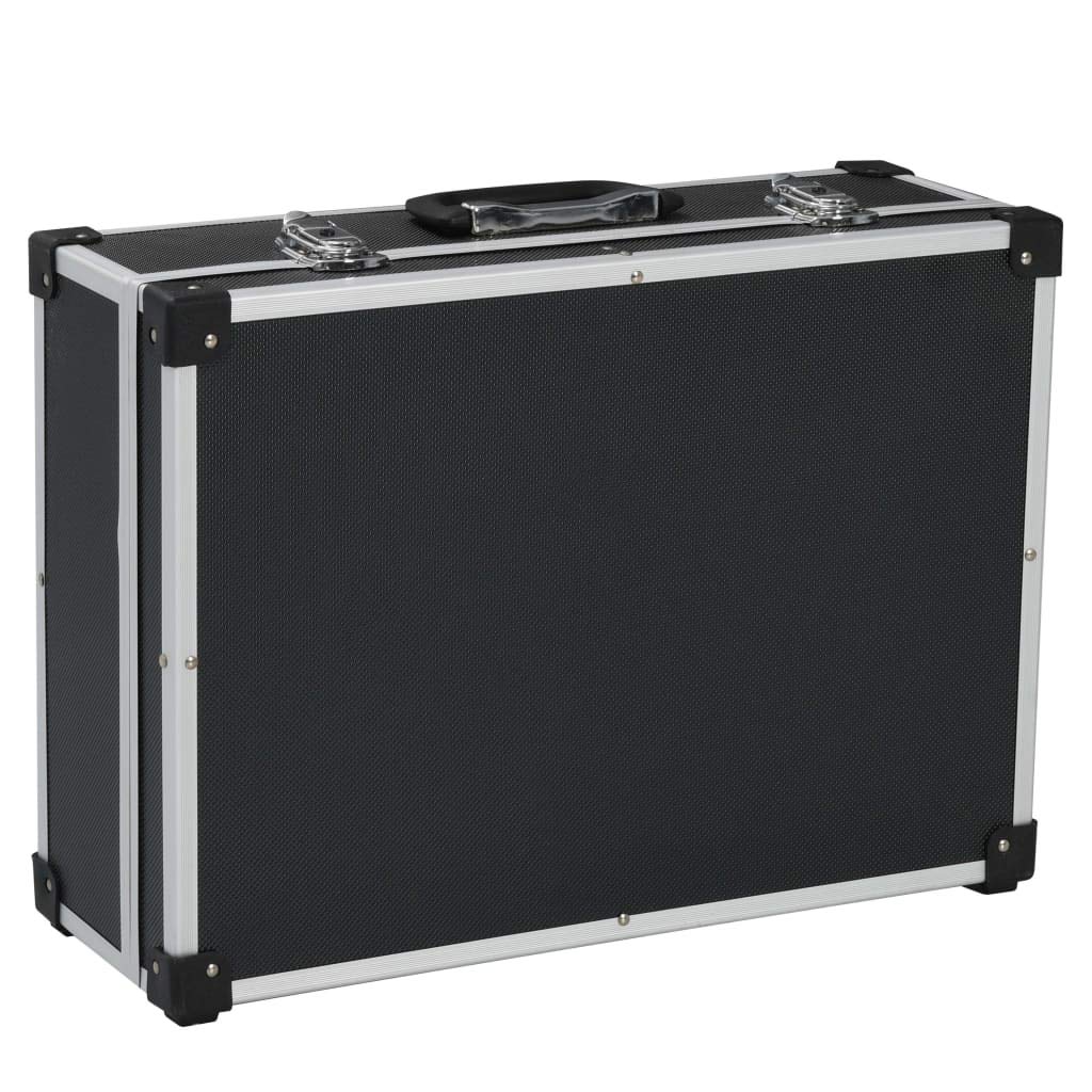 Maletín de Herramientas Aluminio Negro 46x33x16 cm,Organización y Almacenamiento de Herramientas,Cajas de Herramientas,2.99kg-91847