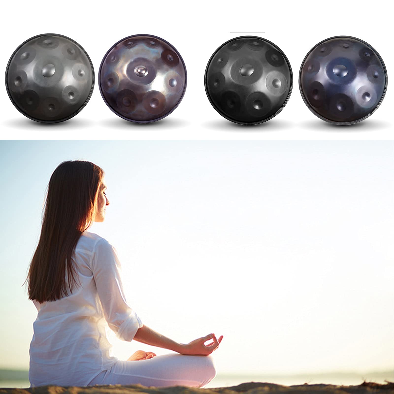 Bęben ręczny w D-moll Handpan 9 notatek 22-calowy stalowy bęben ręczny z miękką torbą ręczną do muzyki i uzdrawiania dźwiękiem Religia Joga Zen Tea.