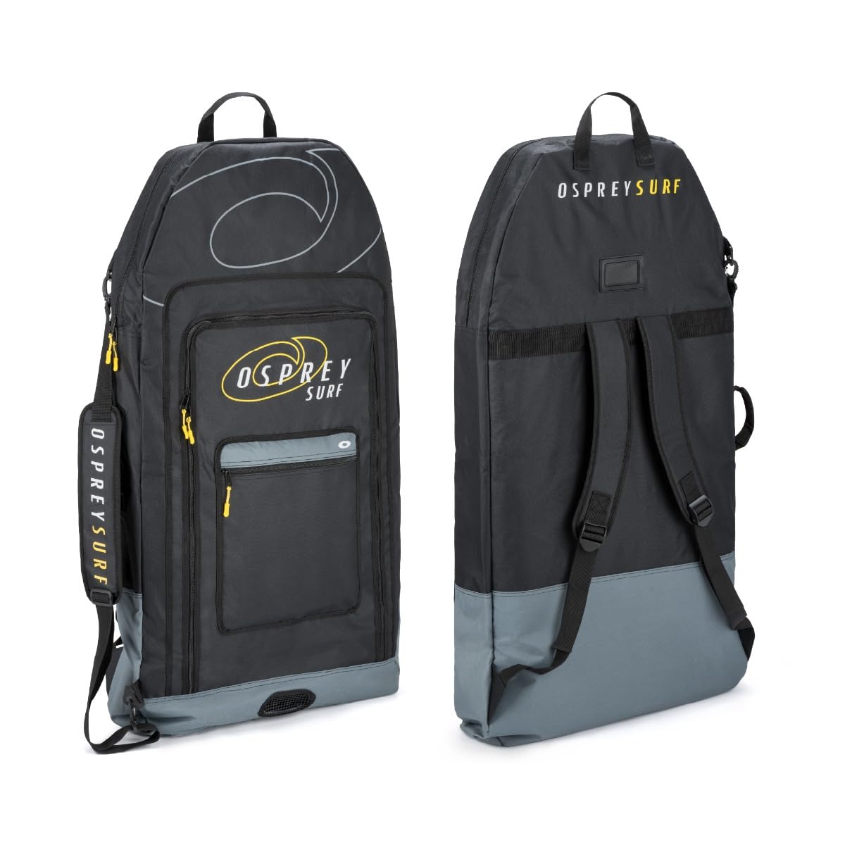 Osprey | Bodyboard Carry Bag, Padded Triple Board Bag with Storage Pockets, Vents and Rucksack Straps, Fits up to 3 Boards, Black