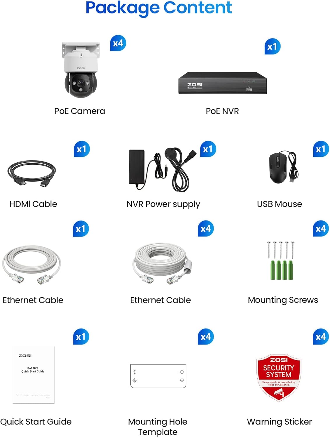 ZOSI C290 4K 8CH POE Security Camera System (Up to16CH), 4 x 8MP Wired PoE IP Dome Cameras Outdoor Indoor, 360 View, AI Human/Vehicle/Face Detection, Two-Way Talk, Siren Alarm, Auto Tracking, 2TB HDD ZOSI C290 4K 8CH POE Security Camera System (Up to16CH), 4 x 8MP Wired PoE IP Dome Cameras Outdoor Indoor, 360 View, AI Human/Vehicle/Face Detection, Two-Way Talk, Siren Alarm, Auto Tracking, 2TB HDD