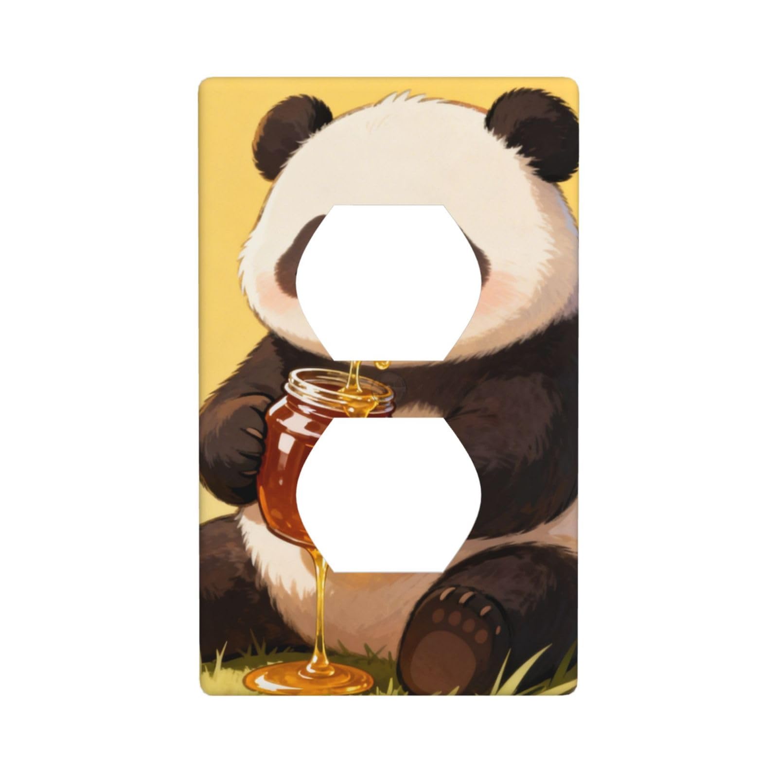 Panda Drink Honey Decorative Switch Plate Cover-Unbreakable Polycarbonate Wall Plate for Home Office, 1 Gang with Screws