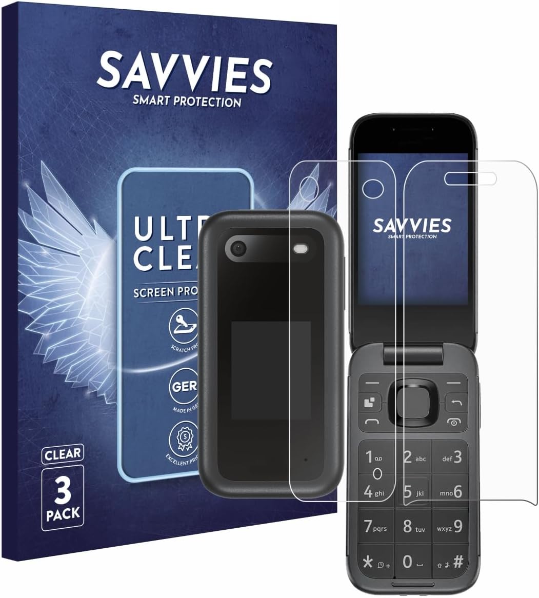 savvies 6-Pack Screen Protection Film Compatible with Nokia 2660 Flip (Front+Back) Screen Protector Ultra Clear [Scratch Proof, Anti Fingerprint]