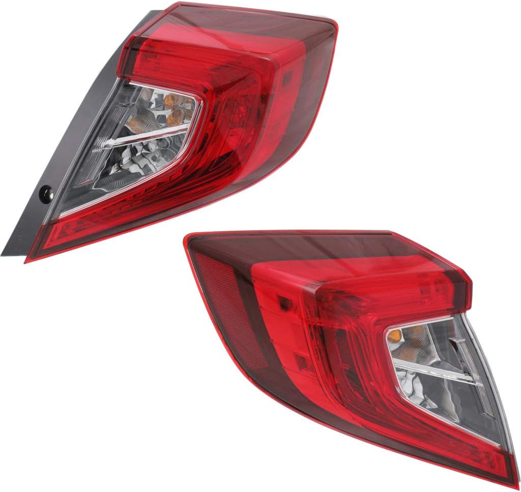 For Honda Civic Sedan Tail Light Assembly Outer 2016 2017 Pair Driver and Passenger Side CAPA Certified For HO2804110 + HO2805110