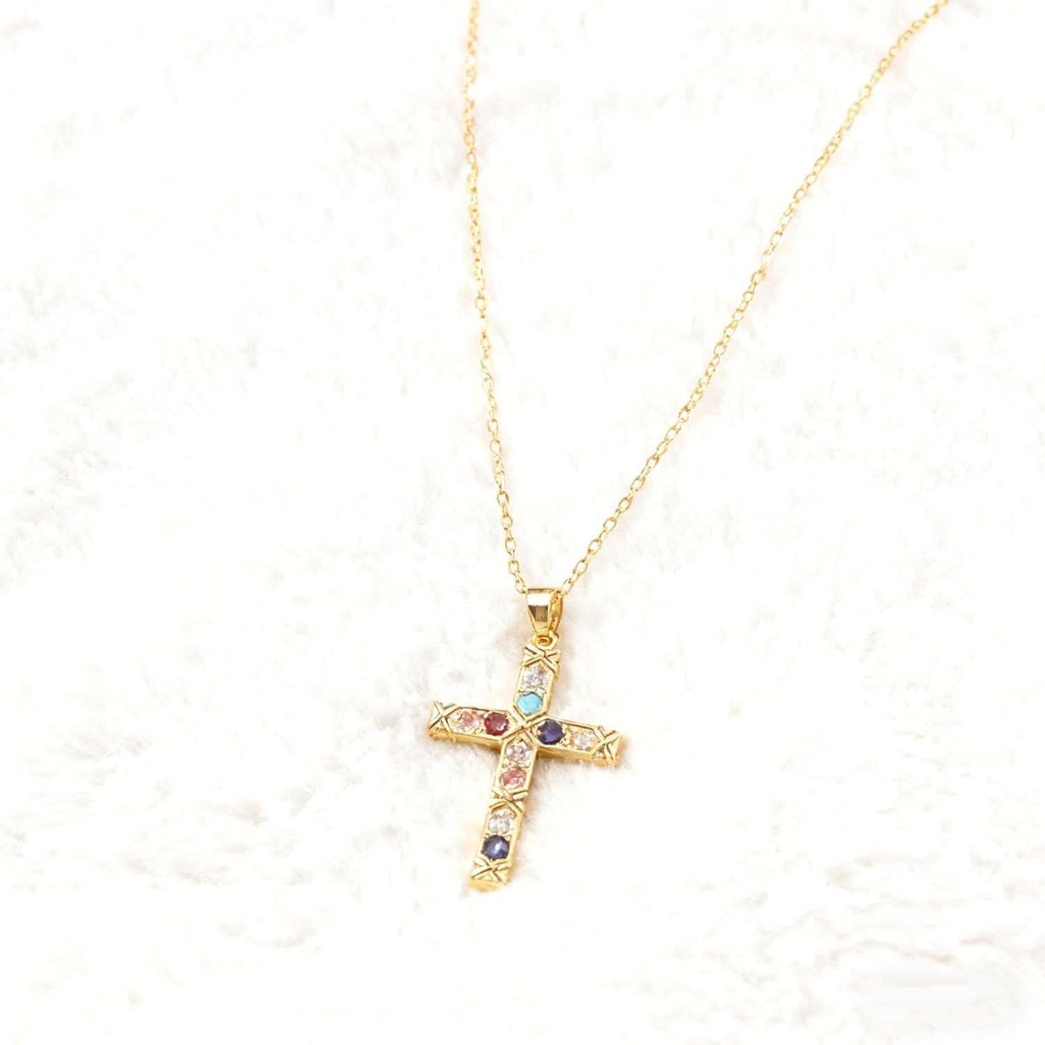 Gold Cross Copper Pendant Jewelry Dainty Cubic Zirconia Adjustable Chain Trendy Faith for Women,Everyday Jewelry Gift,Anniversary - Image 5