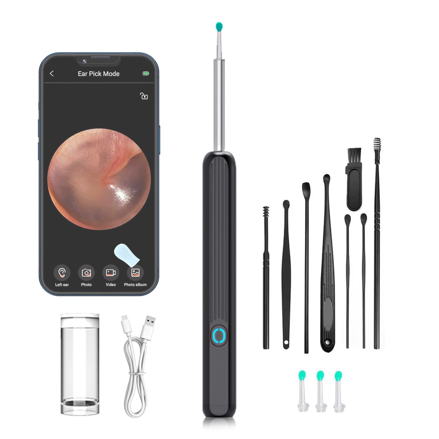 Ohrenschmalz Entferner Otoskop, WiFi Ohrenreiniger Kamera 1080P HD Ohr Kamera IPX5 wasserdicht Ohrenspiegel 3.5mm Linse Ohr Endoskop mit 6 LEDs für Phone, Pad und Android-Smartphones