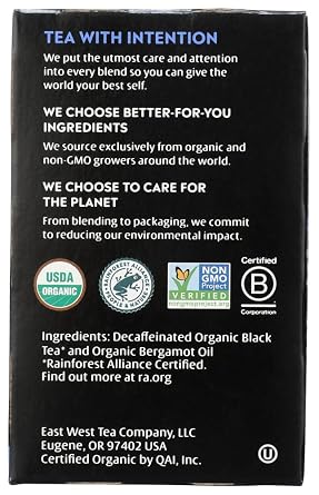 Choice Organic Teas Earl Grey, Decaf, Organic 16.0 BG (Pack of 6)