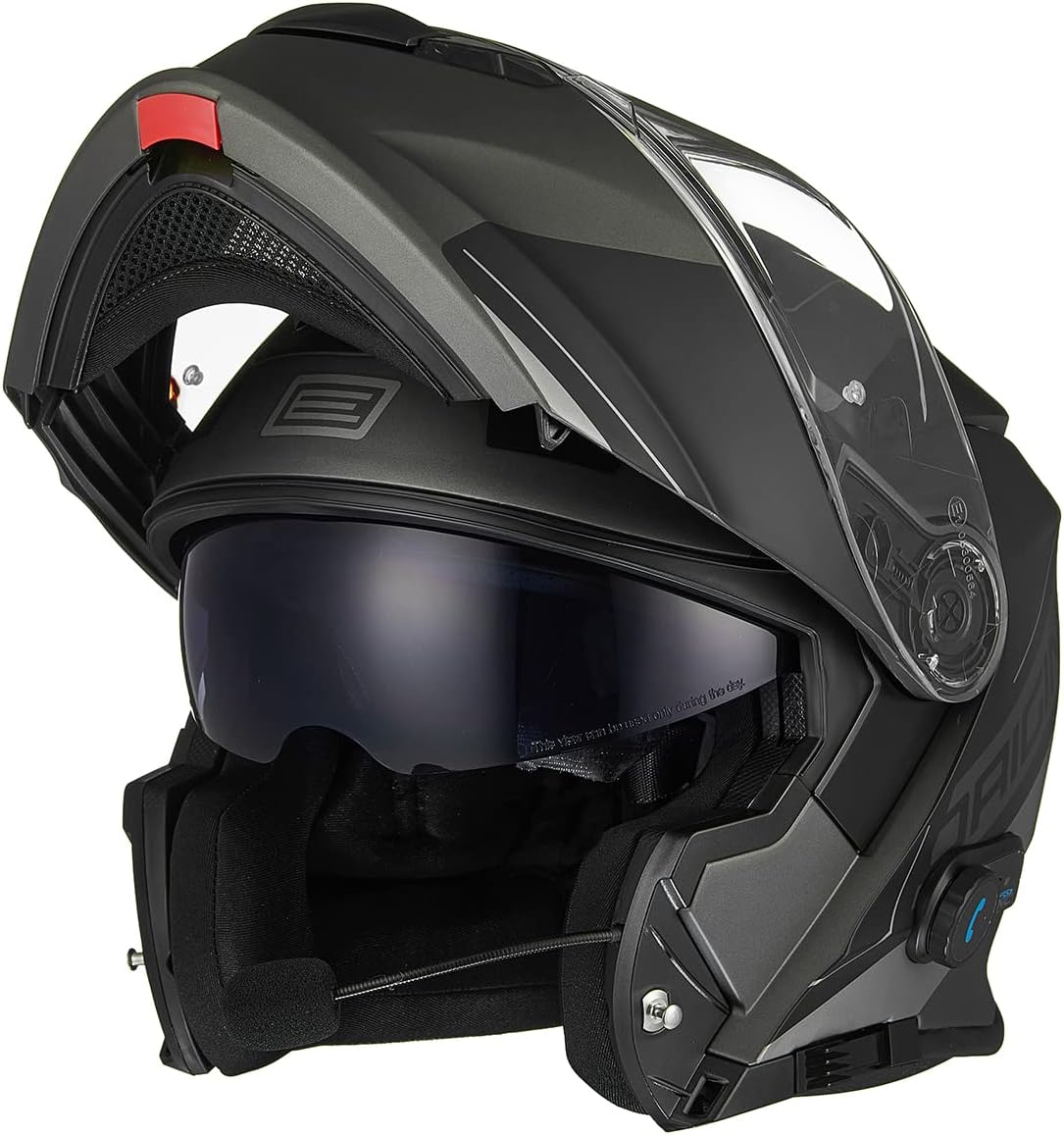 ORIGINE Helmet Modular Bluetooth Voice Dial Motorcycle Helmet Hands-Free Calling,DOT Approved SPIKE Titanium Small