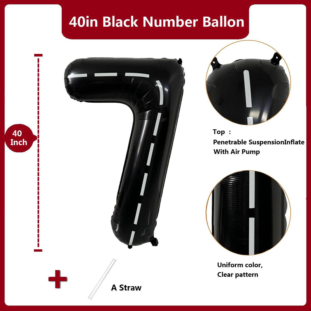 Red 0 balloon 40 Inch Giant Helium Foil Number 0 to 9 Red Balloon Birthday Wedding Party Digital Decorations (Number 0) — view 27