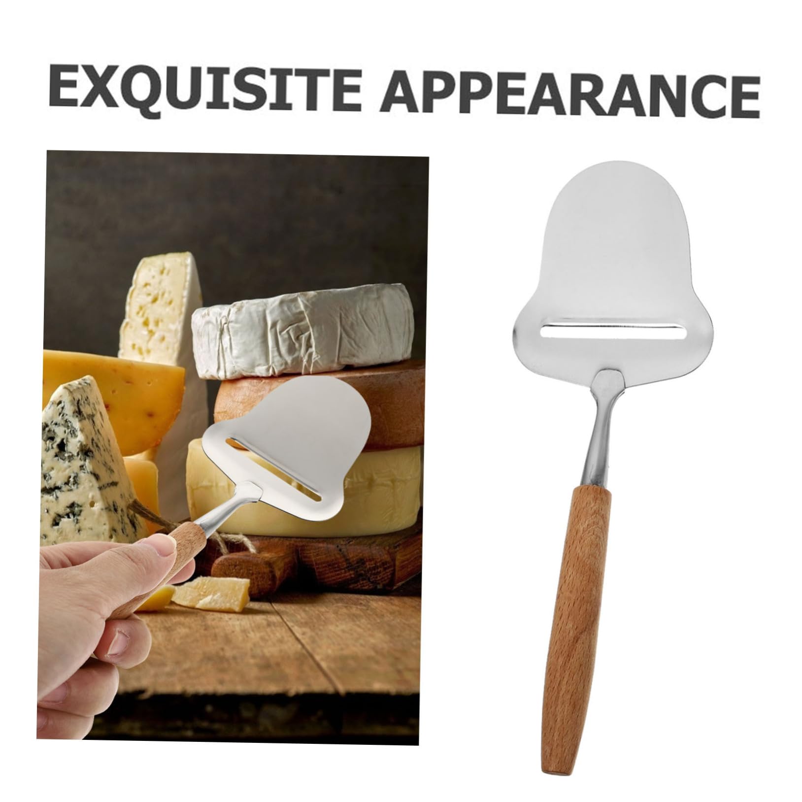 OUNONA 2 pcs Ergonomic Stainless Steel Cheese Cutter Versatile Slicer for Cheese Butter and Cake Unique Khaki Design for Effortless Handling and Easy Cleaning