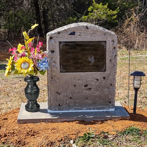 Cemetery Memorial Vase, Natural Granite Stone Flower Vases with Draining Holes for Home Tabletop, Cemetery Flowers, Memorial Grave Headstone Decorations (2Pcs, 10 Inches) image 5