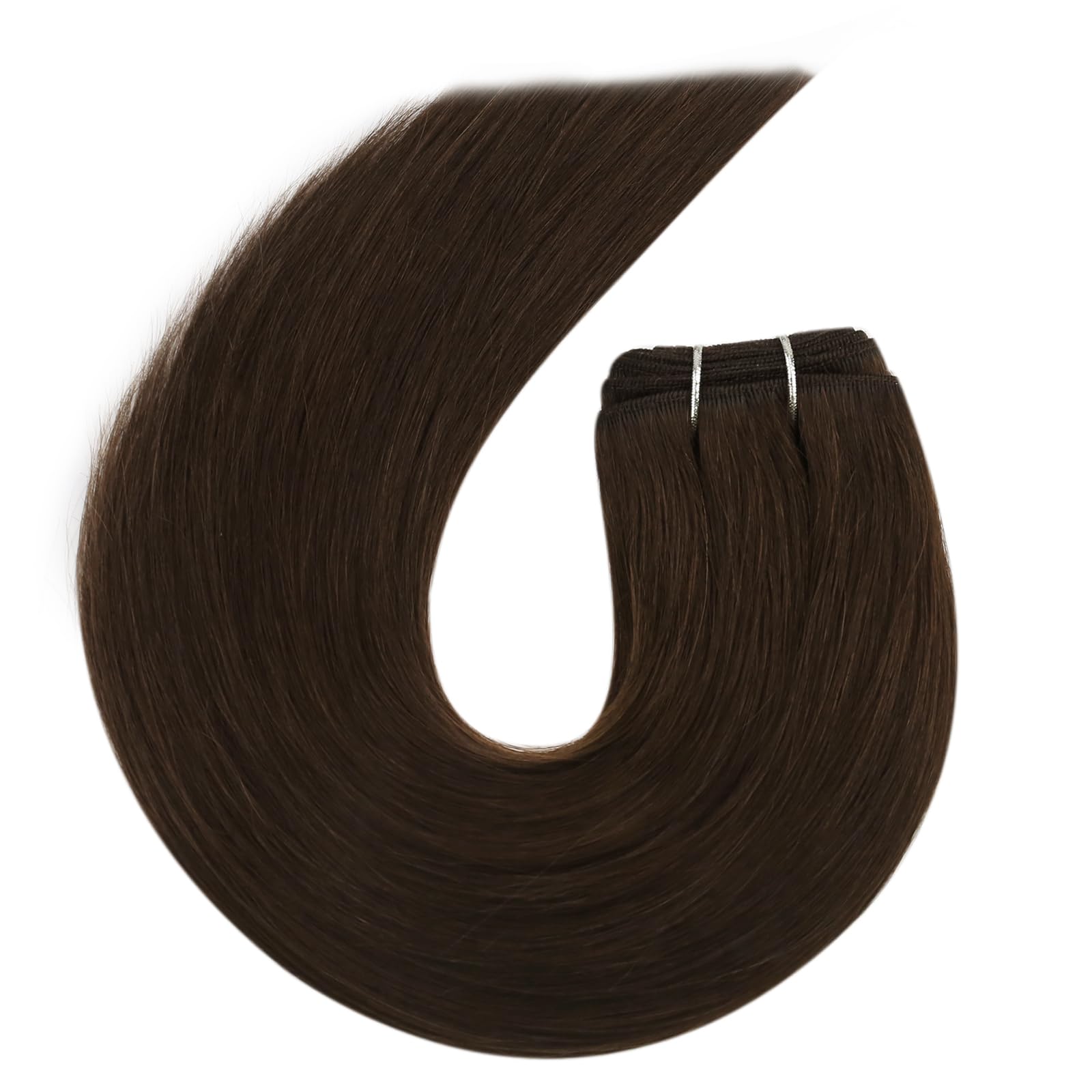 Moresoo Weft Hair Extensions Real Human Hair Medium Brown Highlighted Platinum Blonde Sew in Human Hair Extensions Brown to Blonde Full Head Remy Straight 18 Inch 100g/Pack #P6/60 — view 28
