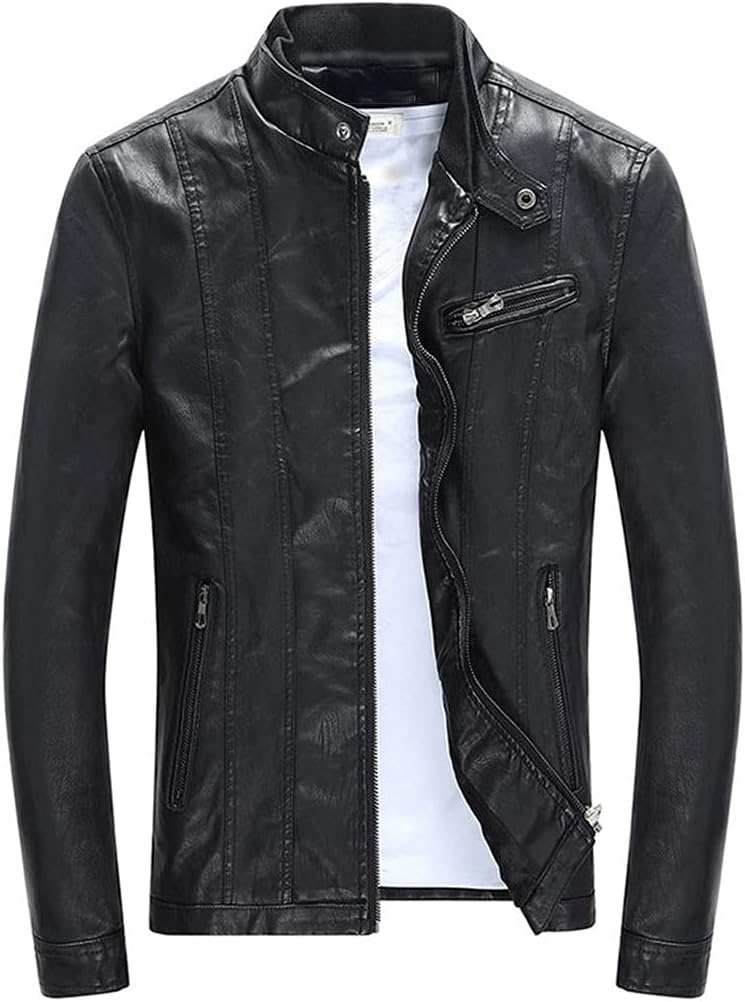 Mens PU Jackets Coats Motorcycle Biker Faux Leather Jacket Autumn Winter Classic Thick Velvet Coat