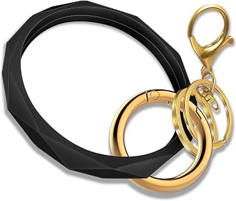 Idakekiy Key Ring Bracelets, Silicon Wristlet Keychain Circle Key Chain Ring Bangle Keyring for Women Girl