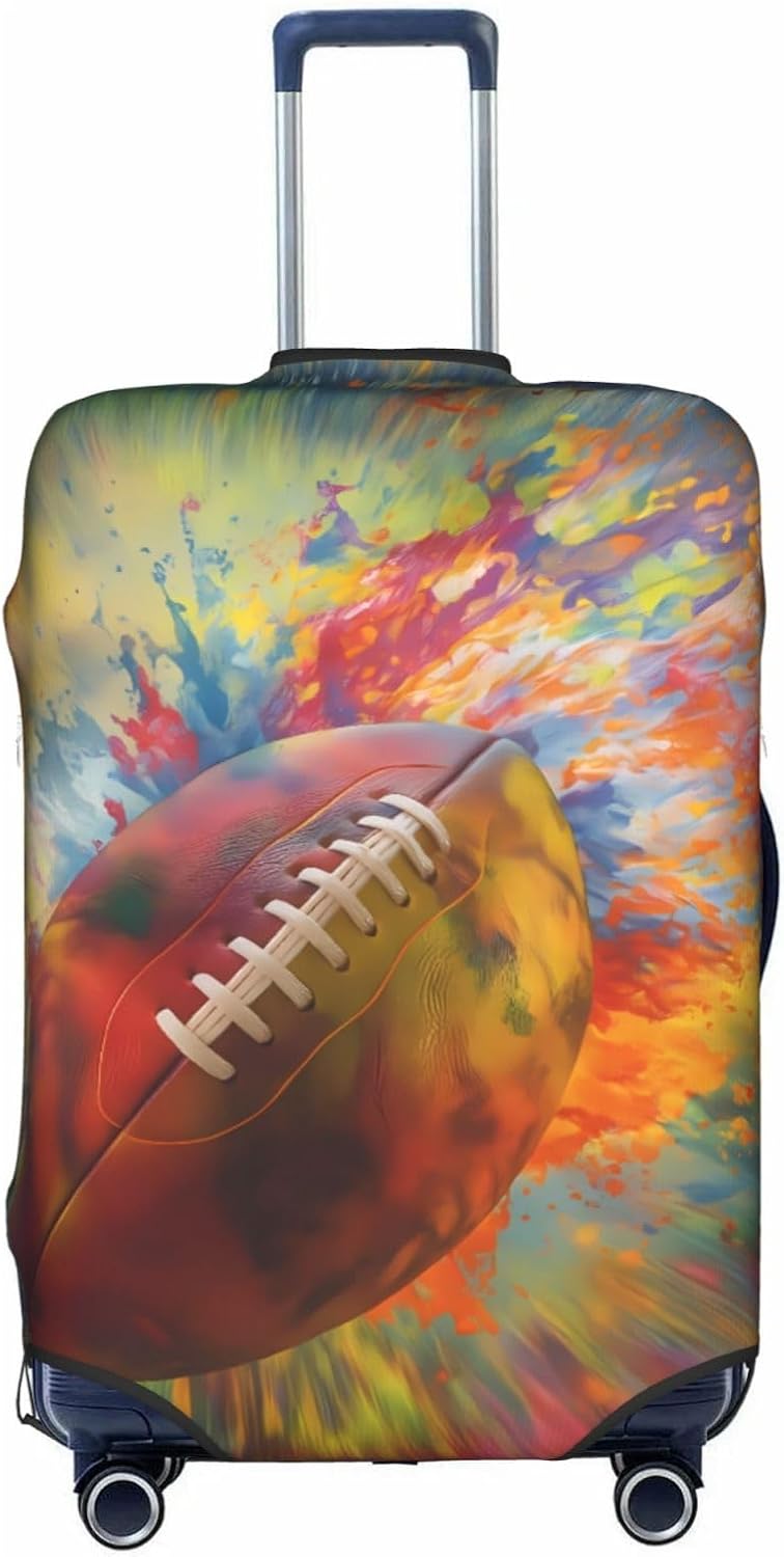 Colorful Football Travel Luggage Suitcase Cover Washable Elastic Protective X-Large (25-28 inch suitcase)