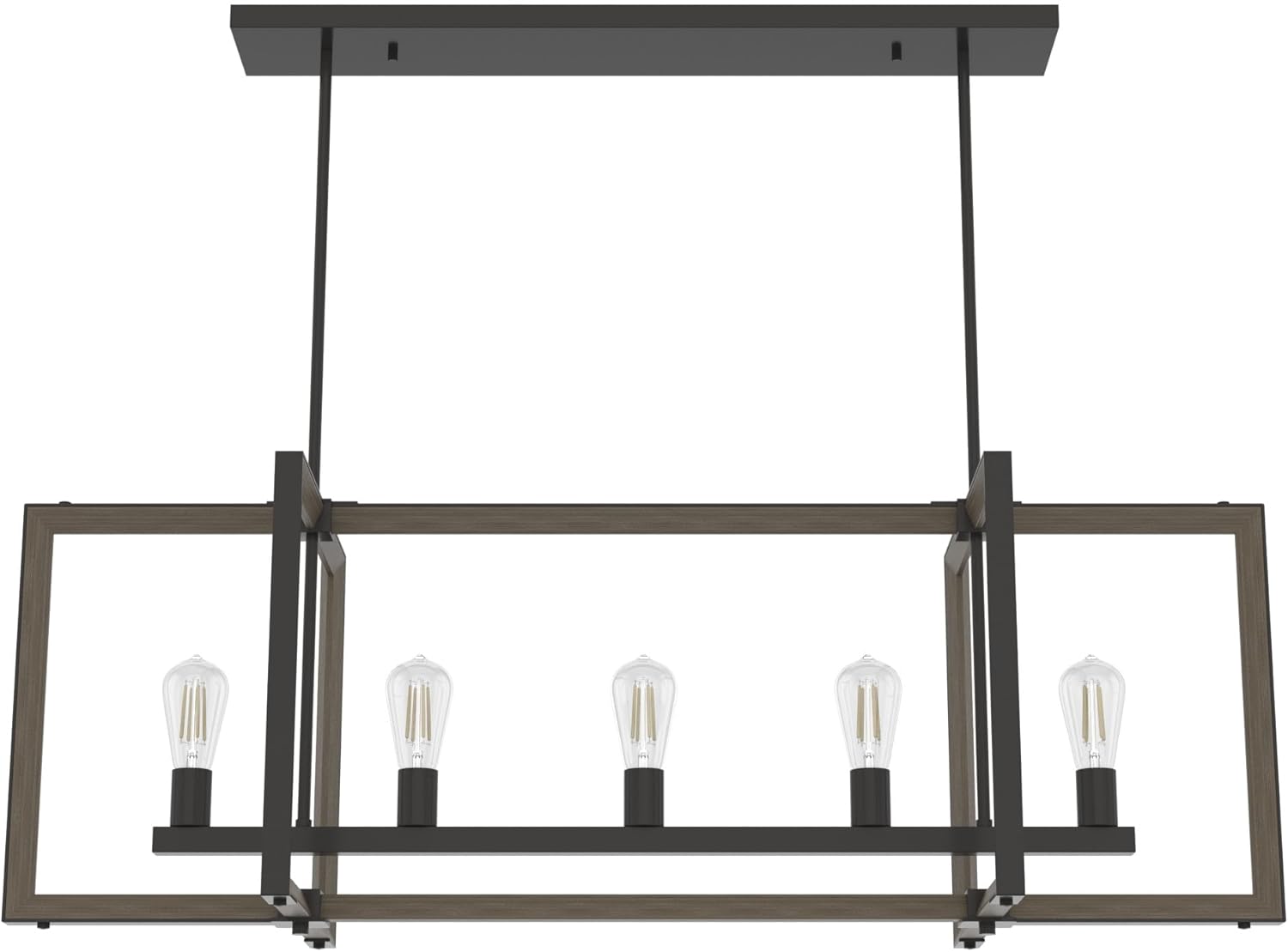 Hunter - Woodburn 5-light Noble Bronze, Extra Large Chandelier, Dimmable, Modern Style, Linear Shaped, for Bedrooms, Kitchens, Dining, Living Rooms - 19812