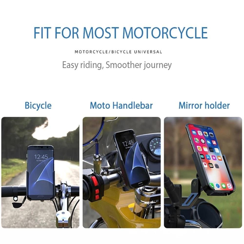 Support De Guidon pour Téléphone Portable Moto GPS pour Voiture Électrique Béquille Équipement Conduite Accessoires(Noir,Handlebar)