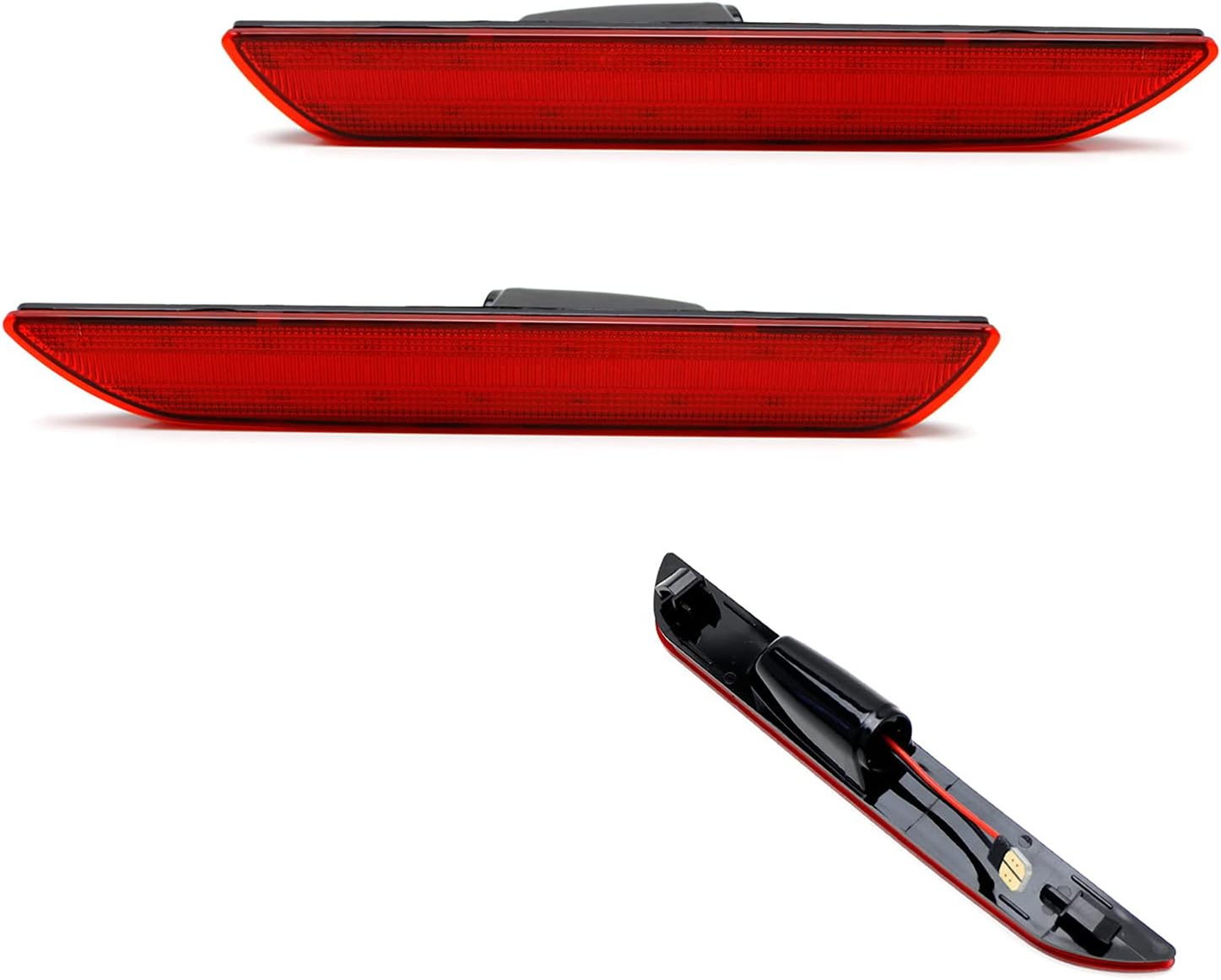iJDMTOY Red Lens Red Full LED Rear Side Marker Light Kit Compatible With 2015-2023 Ford Mustang, Powered by 48-SMD LED, Replace OEM Back Sidemarker Lamps
