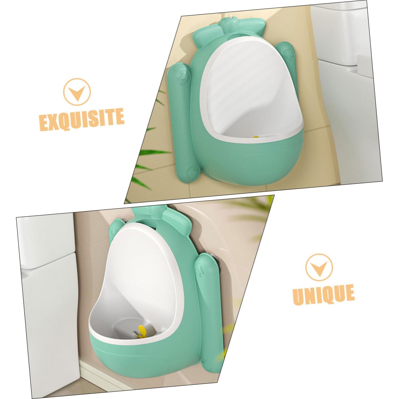 Outanaya Training Urinal for Boys, Wall-Mounted Boys Standing Potty Trainer with Cartoon, Green Portable Potty for Toilet Training