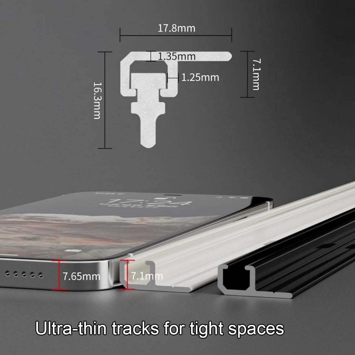 Heavy-Duty Curtain Track Rail 100-600cm, Ultra-Thin White Ceiling/Wall Mount for Living Room, Bedroom, Room Divider - 130cm/4.3ft Adjustable Curtain Rod System