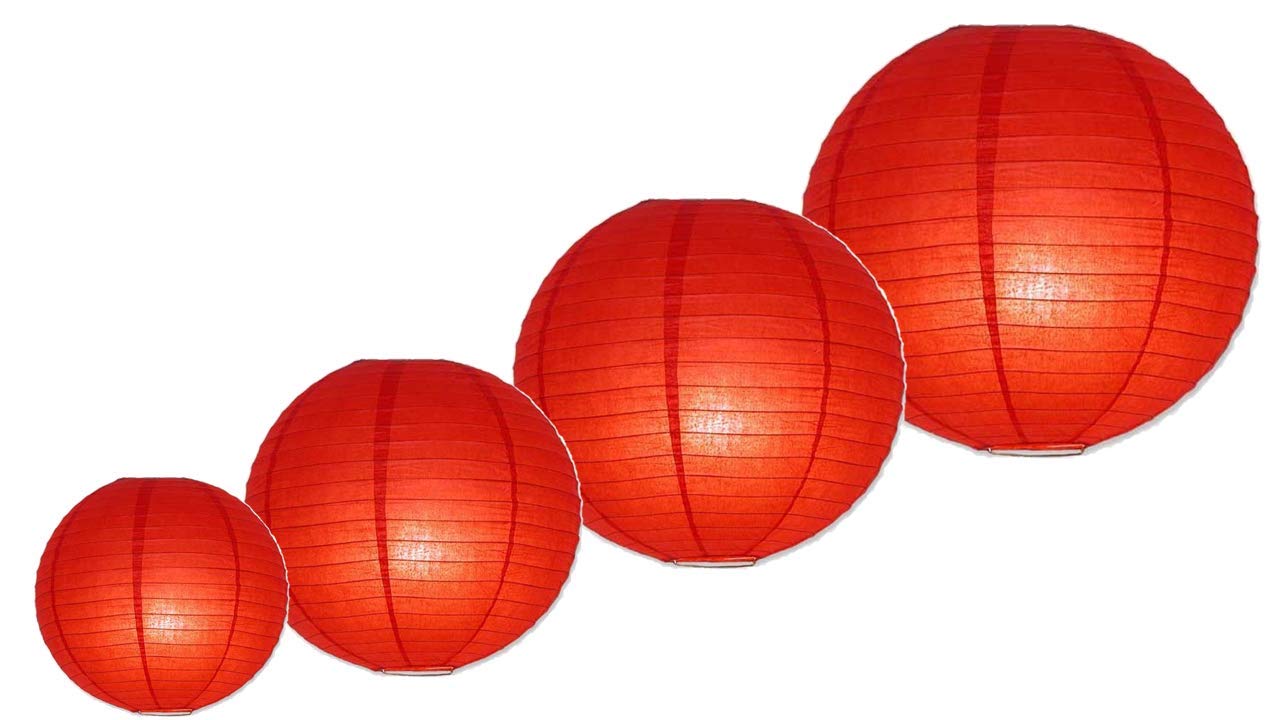 Pack of 4 Decorative Chinese Round Paper Lanterns (4