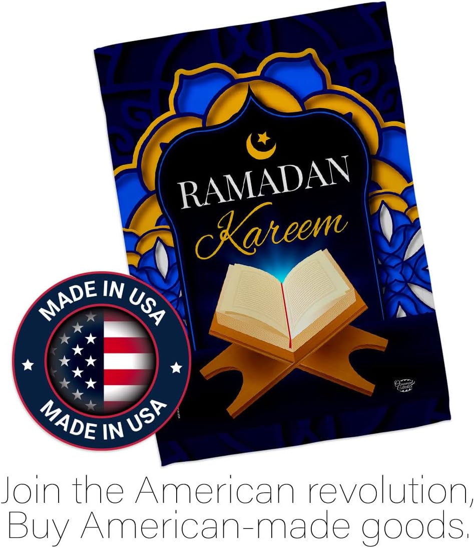 Happy Ramadan Garden Flag Set Wall Hanger Religious Muslims iftars Prayers Christian Religion Month House Decoration Banner Small Yard Gift Double-Sided, Made in USA