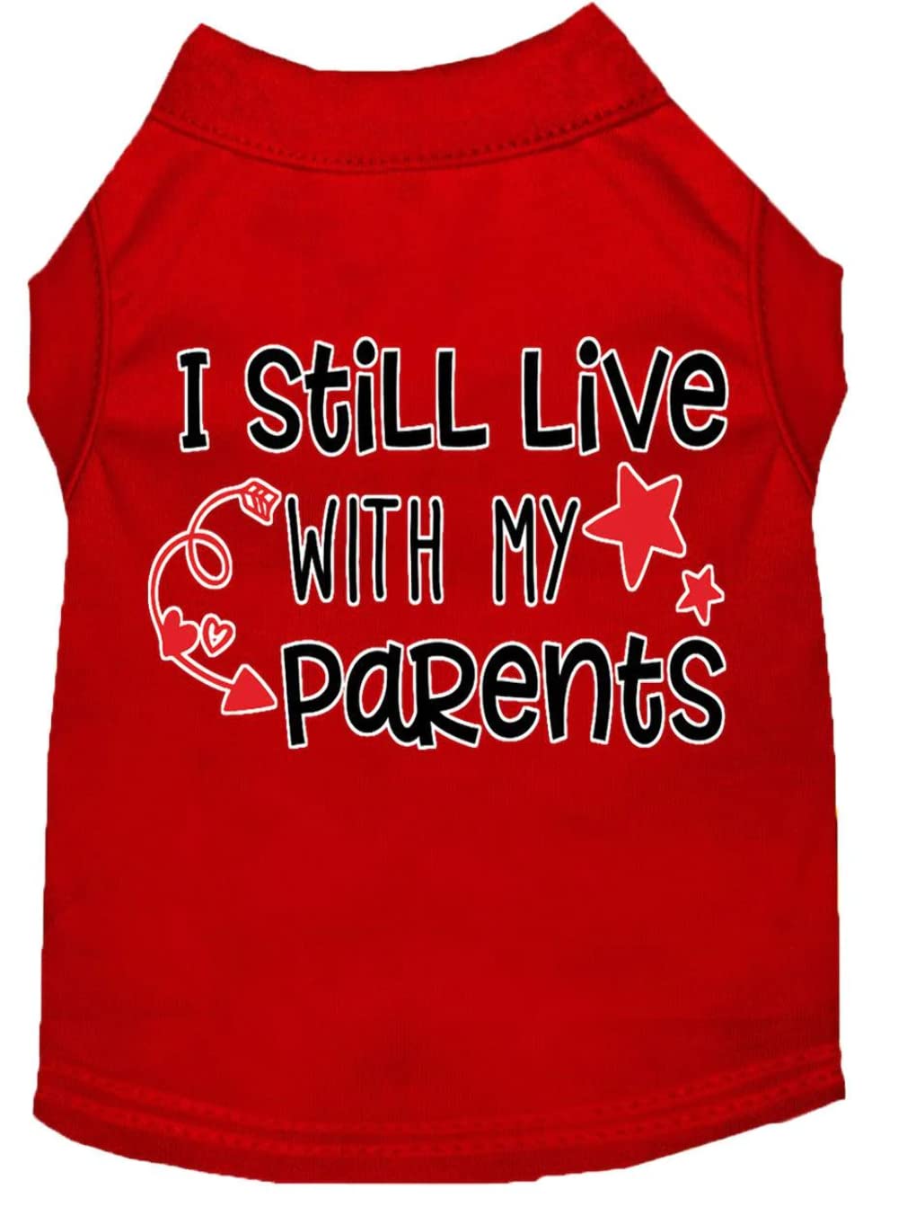 Mirage Pet Product Ancora in diretta con i miei genitori Camicia per cani con stampa serigrafica Red Med