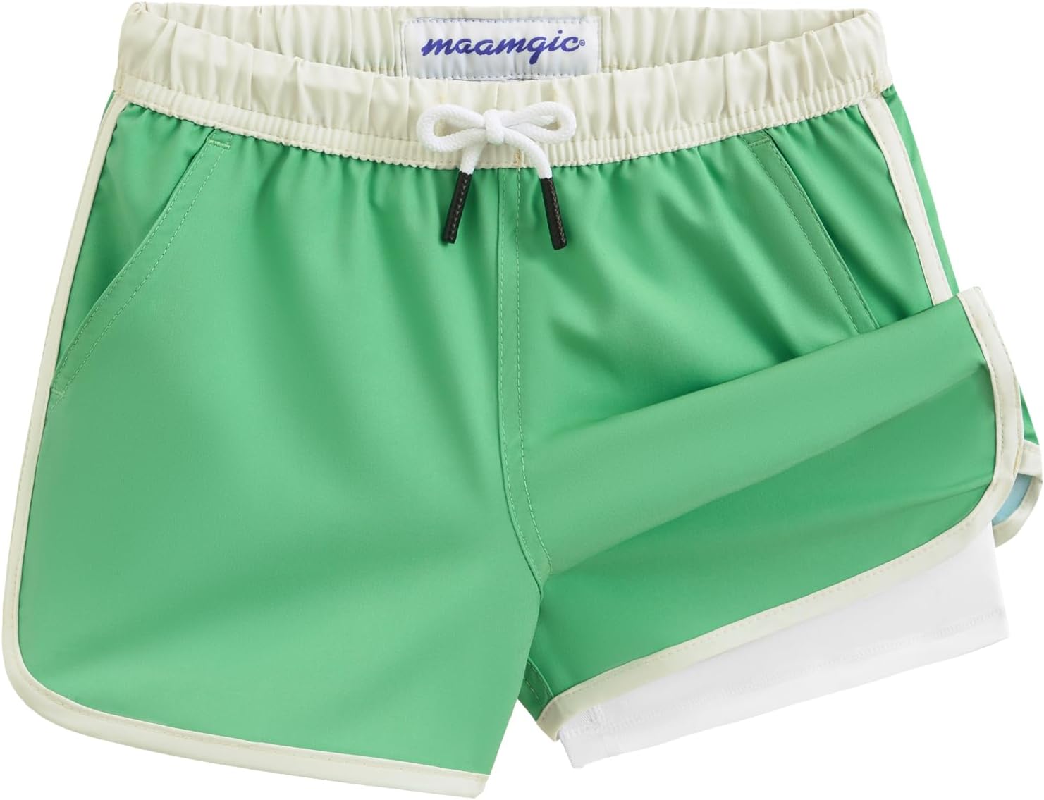 maamgic Boys Swim Trunks with Compression Liner Vintage Swim Shorts Toddler Swimsuit