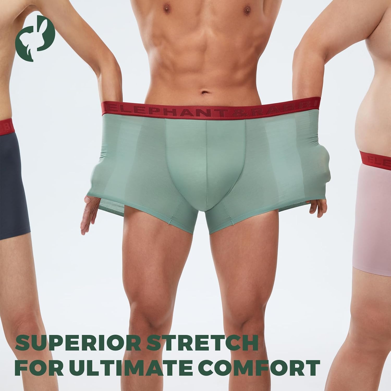 ELEPHANT&RABBIT 80S Ultra-Lightweight High Thread Count Cotton Men's Underwear Briefs 3-Pack, 2.5" Extended Inseam - Image 2