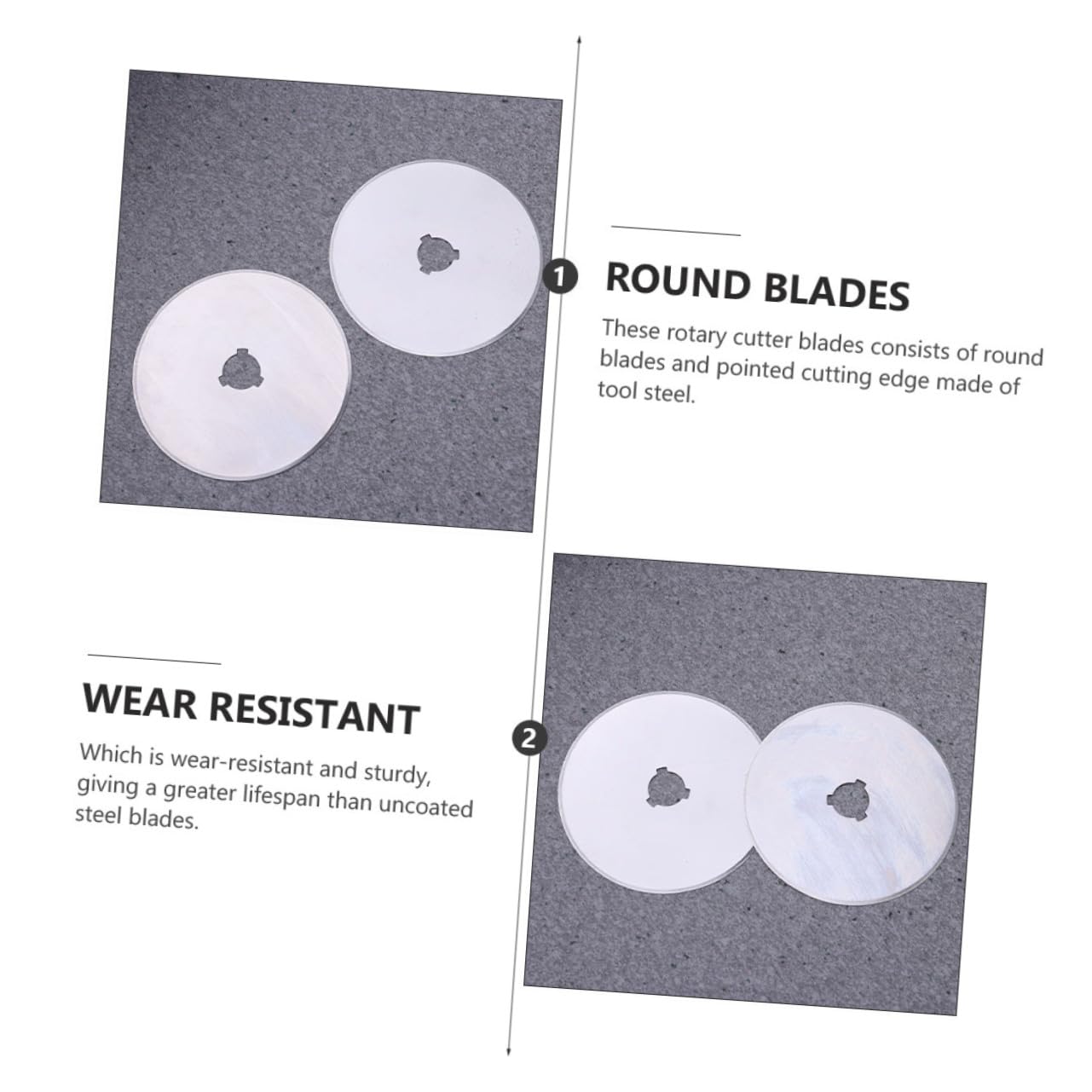 Lames Circulaires de Coupeur Rotatif 60mm en Acier, Lot de 10, Argenté
