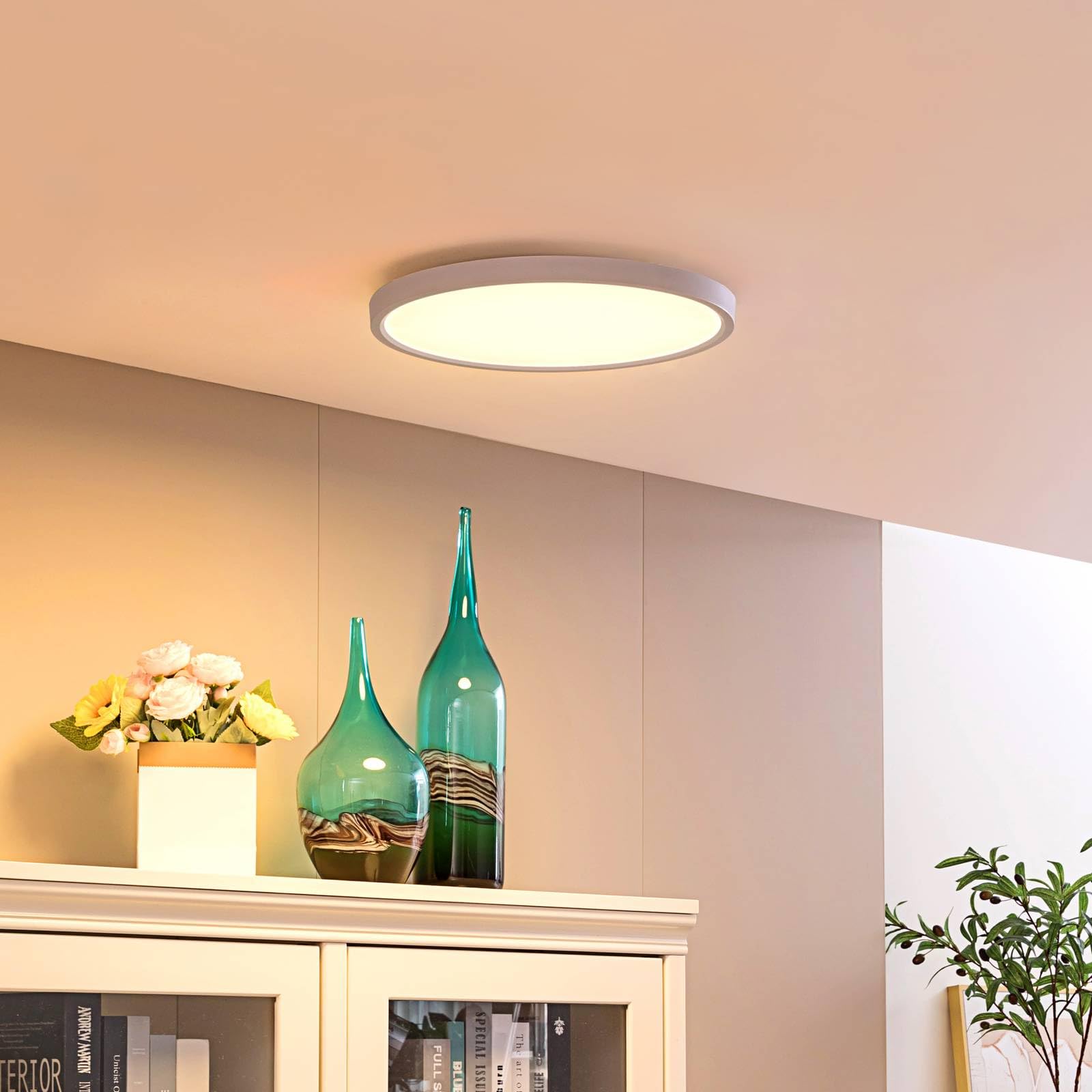 Lindby LED Smart Home Deckenlampe Denora (Modern) in Weiß (1 flammig,) - Deckenleuchte Lampe Wohnzimmerleuchte