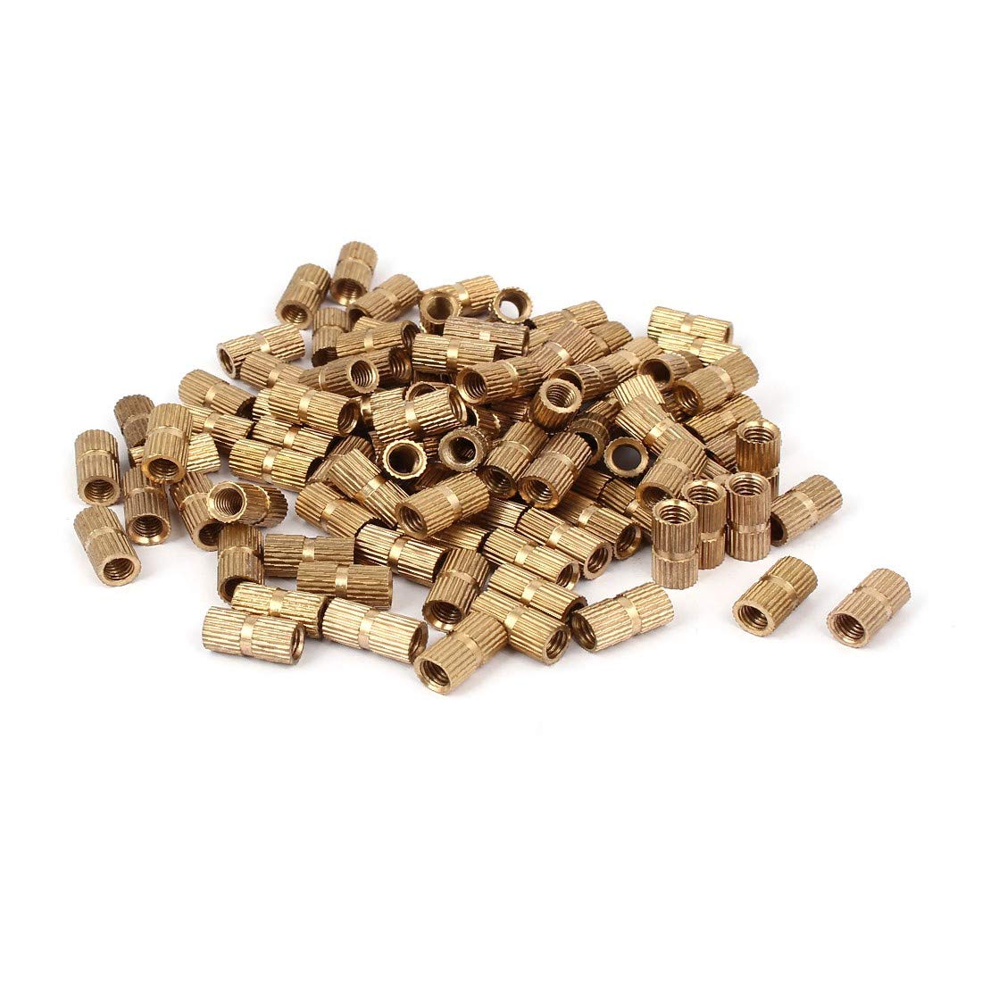 New Lon0167 M16 x Featured 16mm x 8.3mm reliable efficacy Brass Threaded Round Insert Embedded Knurled Thumb Nut 100PCS(id:4ec f2 f2 0b9)