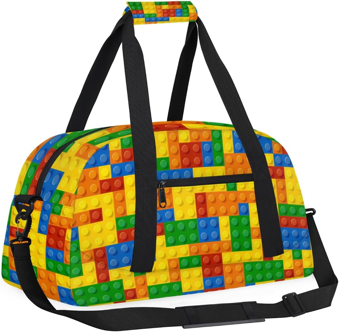 Kids Travel Duffle Bag - Large Sports Gym Bags Duffel Tote for Boys Girls Carry On Weekender Overnight Sleepover Bag(Autism Awareness Puzzle)