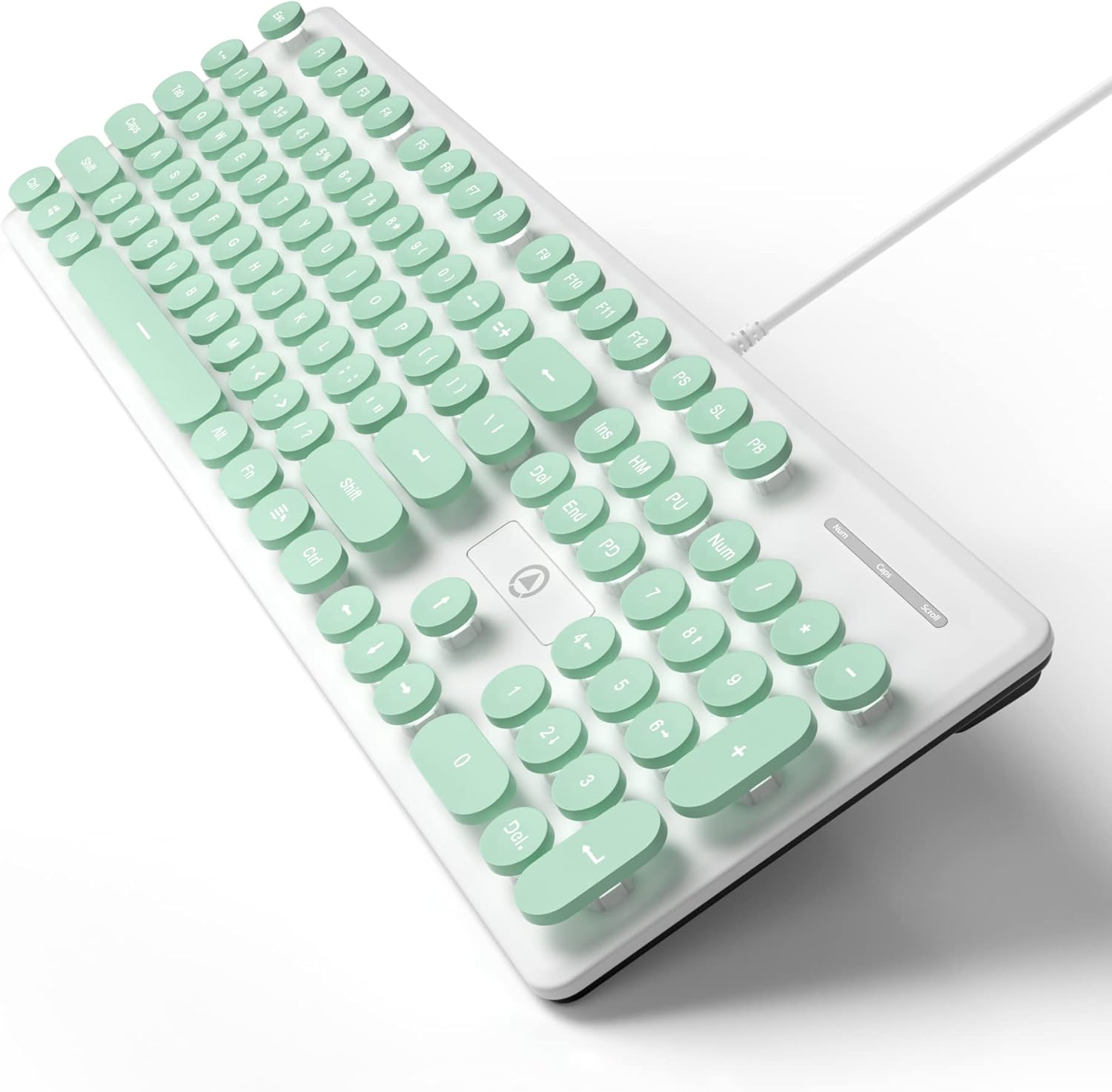 Typewriter Keyboard 104-key Punk Gaming Retro Keyboard LED White Backlit Cute Keyboard with Wired USB Suitable for PC/Win/Mac/Laptop Computer Keyboard（Green）