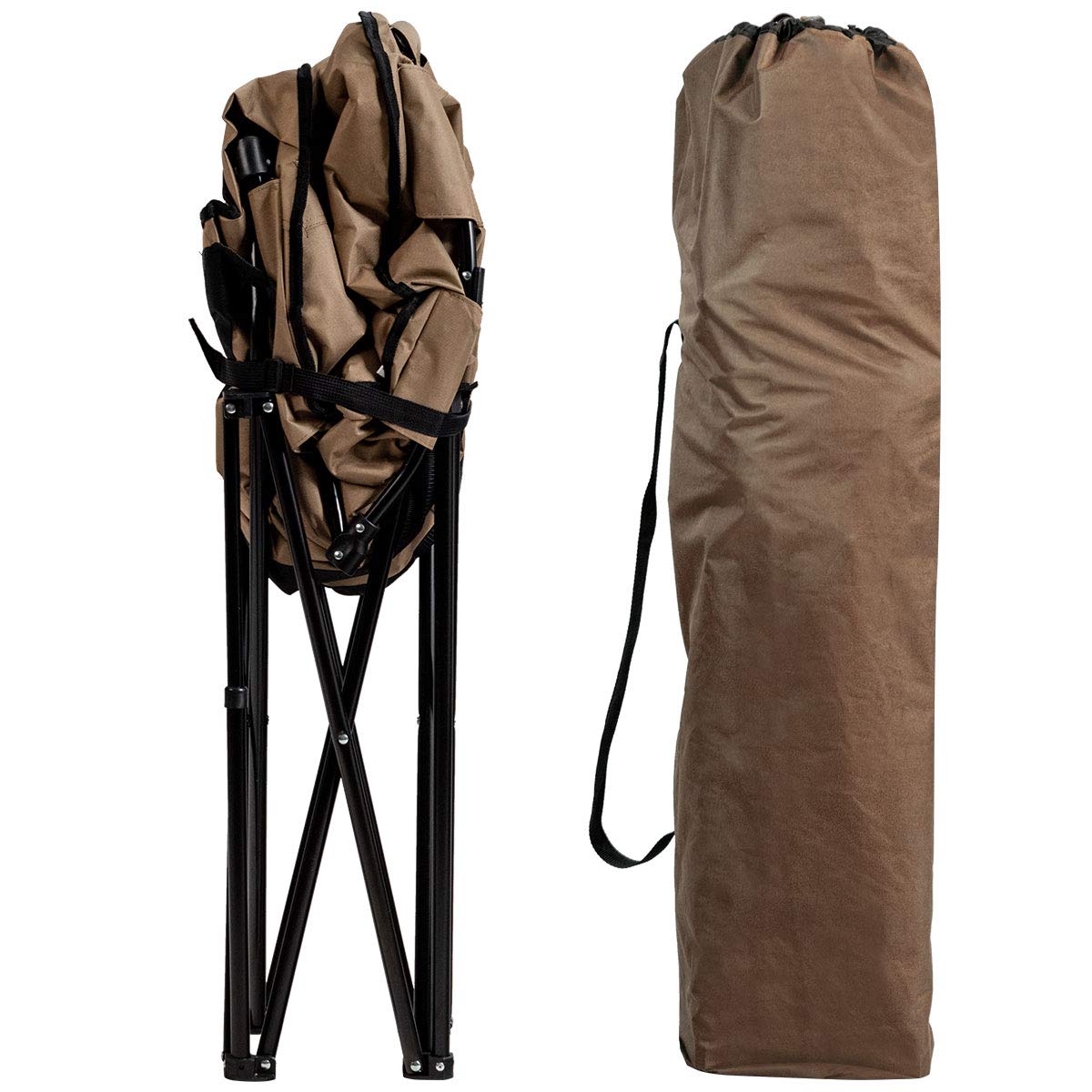 COSTWAY Übergroßer Campingstuhl 200KG Belastbar, faltbares Campingsofa mit Getränkehalter, Campingsessel mit hoher Rückenlehne, gepolsterter Klappstuhl, Moonchair für Outdoor, Garten, Camping