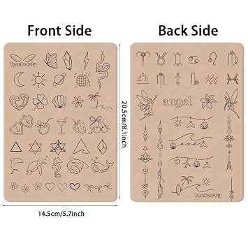 TgoBeauty 1.5mm Thick Silicone Tattoo Practice Skin Features Planets/Animals/Fruits Front, Angel Girls/Lettering Back - Realistic Training Pad for Tattoo Artists and Beginners (Type F-Pink Pad-2pcs)