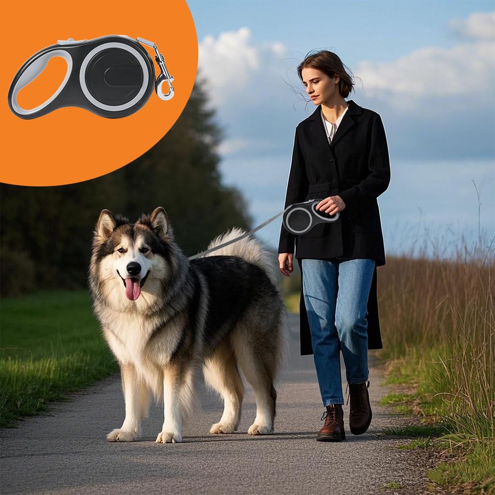Aomig Laisse Chien Rétractable, 8 M Laisse Chien Enrouleur Nylon, 360 ° sans Enchevêtrement, Système de Guidage Perfectionné, Laisse Rétractable pour Chiens Jusqu'à 50kg pour Formation Marche