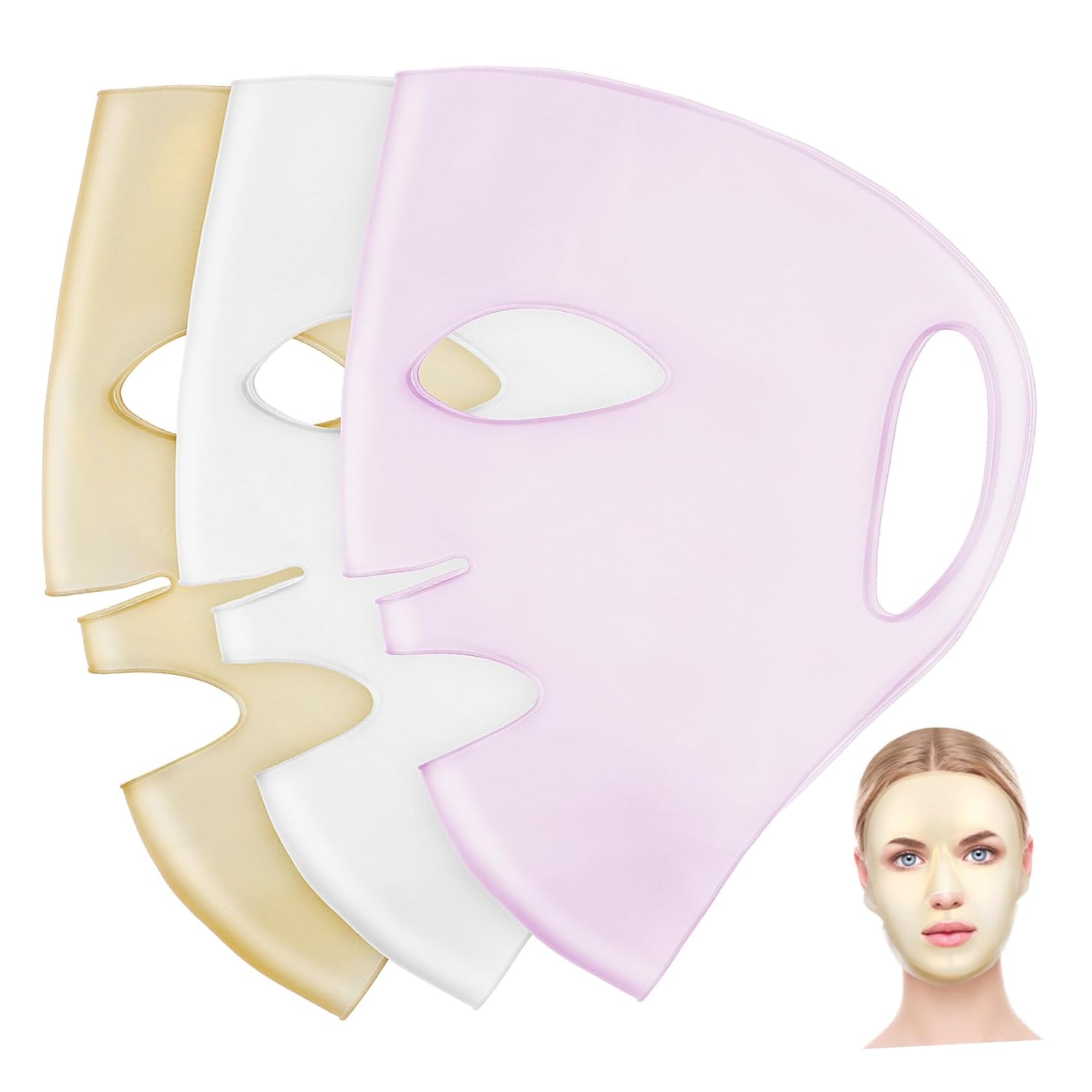 3 Pcs Silicone Face Mask Covers Reusable Sleep Sheet Set