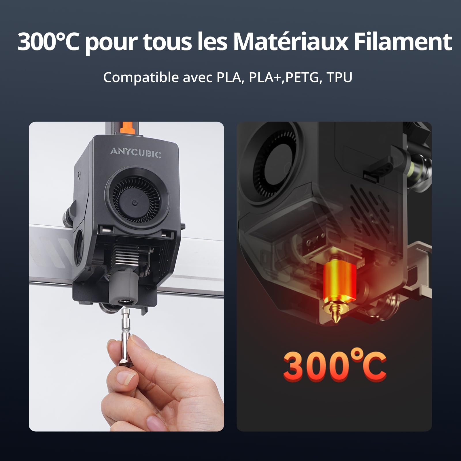 Anycubic Kobra 3 Max Imprimante 3D, Grande Taille Impression 420 * 420 * 500mm, 600 mm/s Impression Haute Vitesse, Auto-Nivellement LeviQ 3.0, pour Débutants et Experts