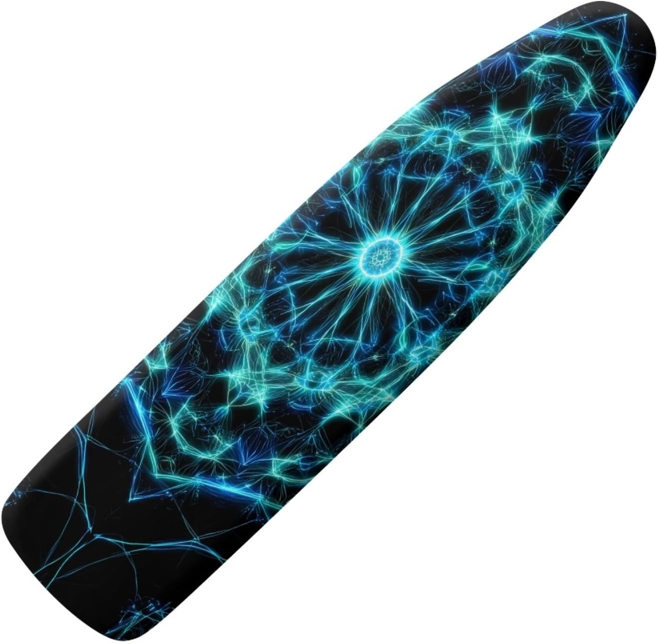 Ironing Board Cover 14x48 Black Blue Rays Iron Board Cover with Padding Heat Reflective,Scorch Resistant Thick Padding,Snug Fit Non-Slip Nose Pocket Fastener Straps Elastic Edges