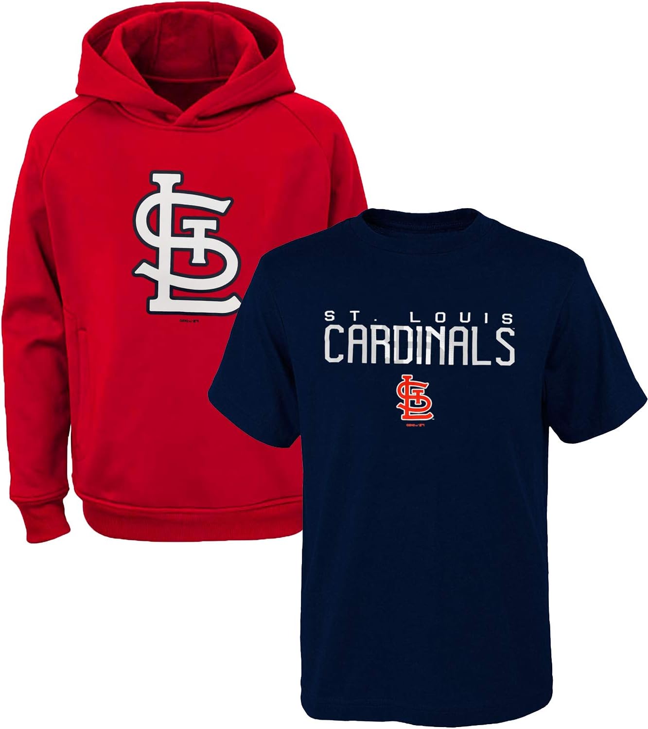 MLB Youth 8-20 Polyester Performance Primary Logo Pullover Sweatshirt Hoodie & T-Shirt 2 Pack Set