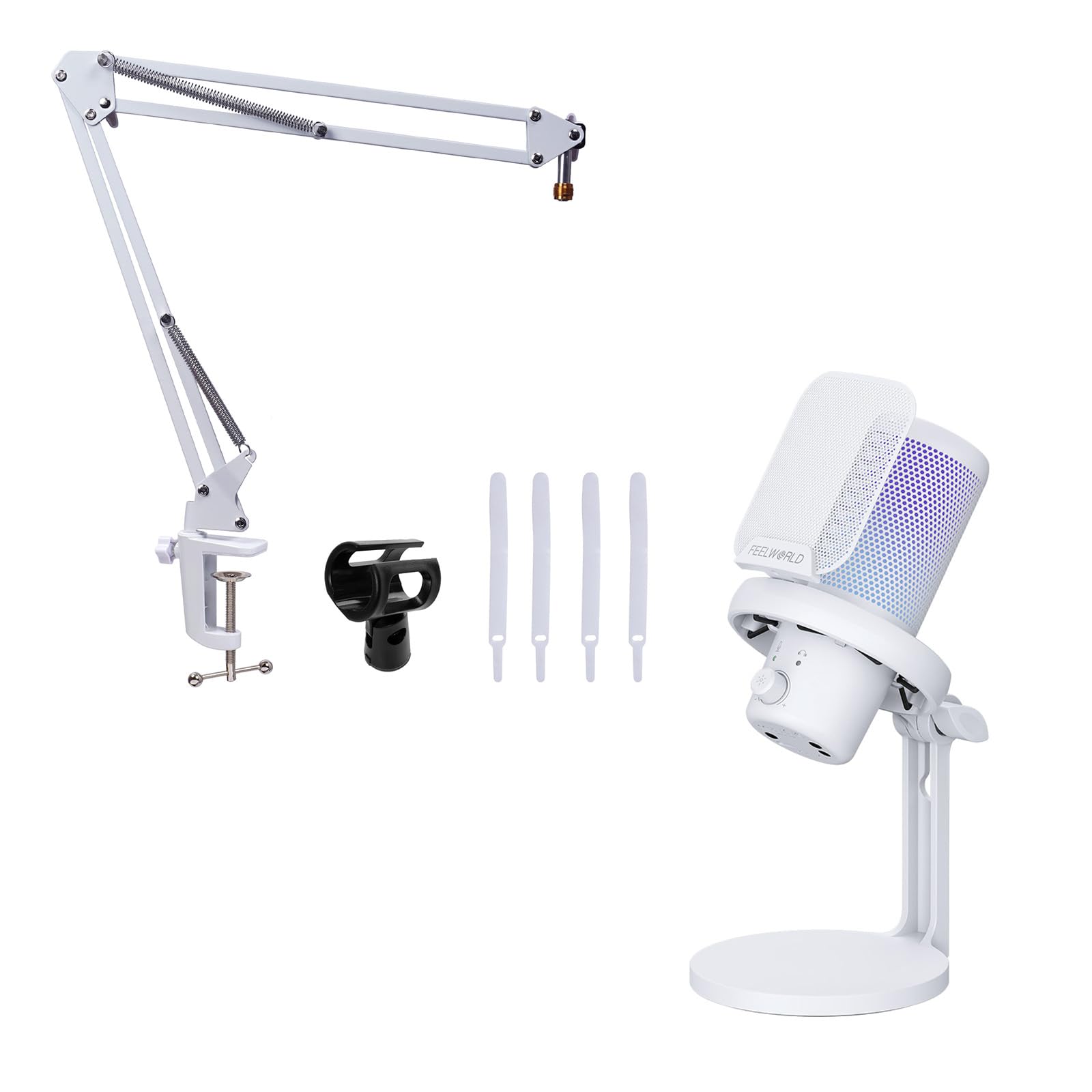 Amazon.com: FEELWORLD VM1 White Gaming PC USB Microphone Condenser
