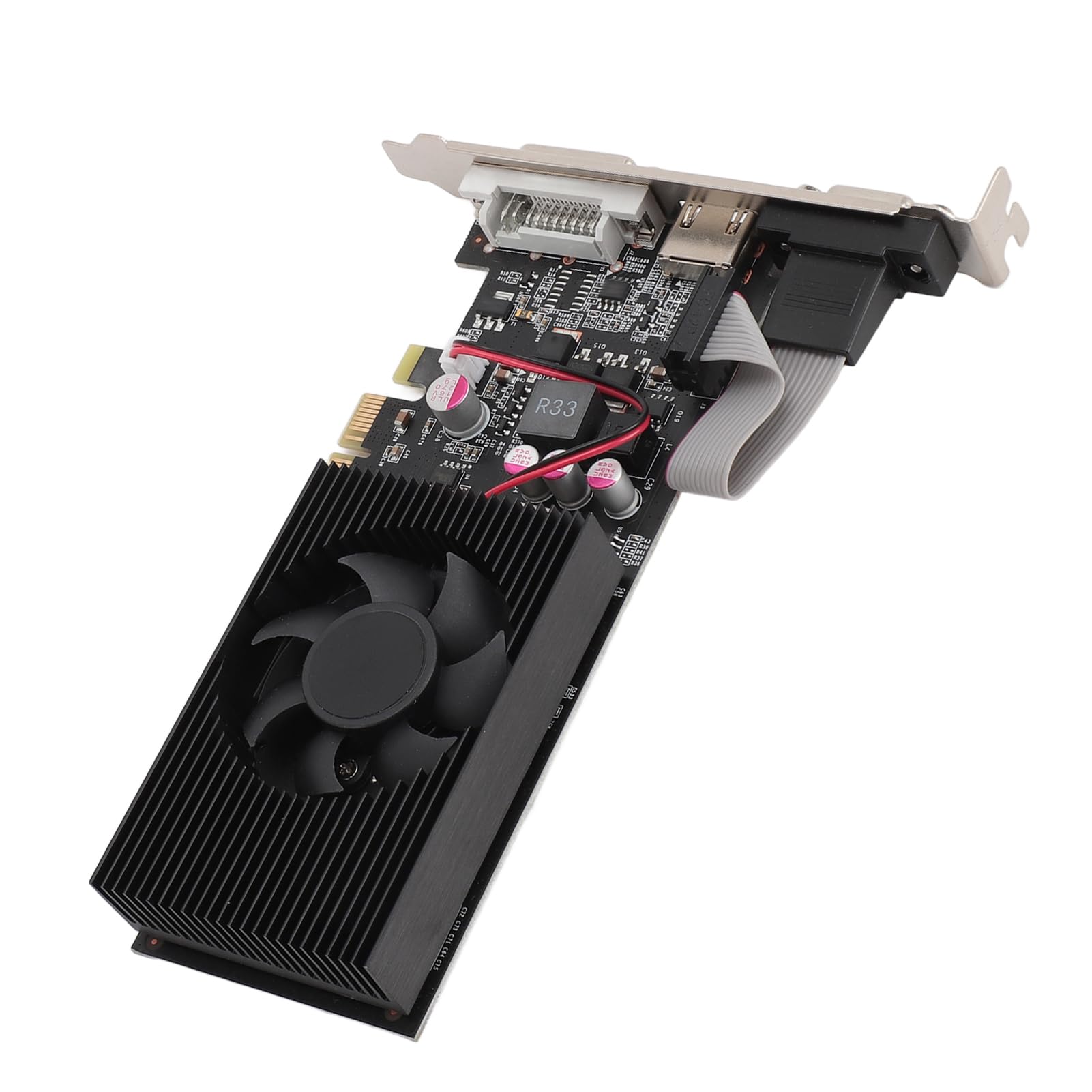Brrnoo Schede Grafiche per Computer, Scheda Video con Ventola di Raffreddamento Scheda Grafica da Gioco PCIe 2.0 16X GT730 Scheda Grafica GDDR3 da 4 GB a 128 Bit per Wins 10 11