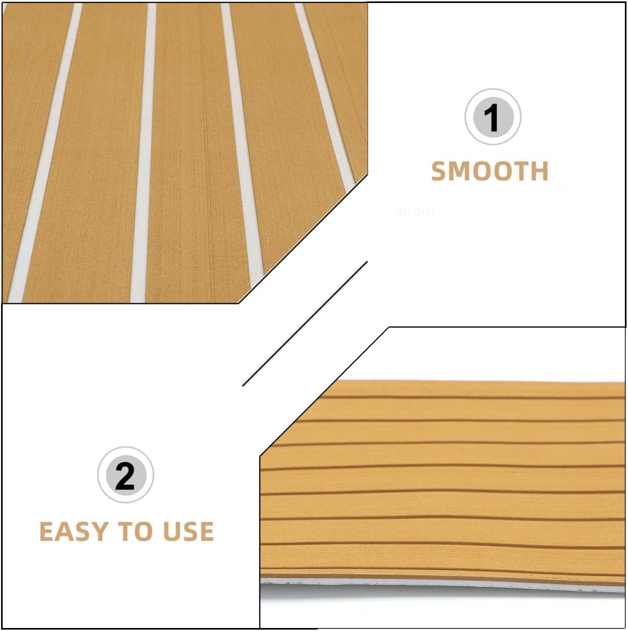 Self-Adhesive Eva Faux Teak Boat Flooring Non-Slip Decking Mat for Yachts Rvs Uv Resistant Easy to Install Light Brown White