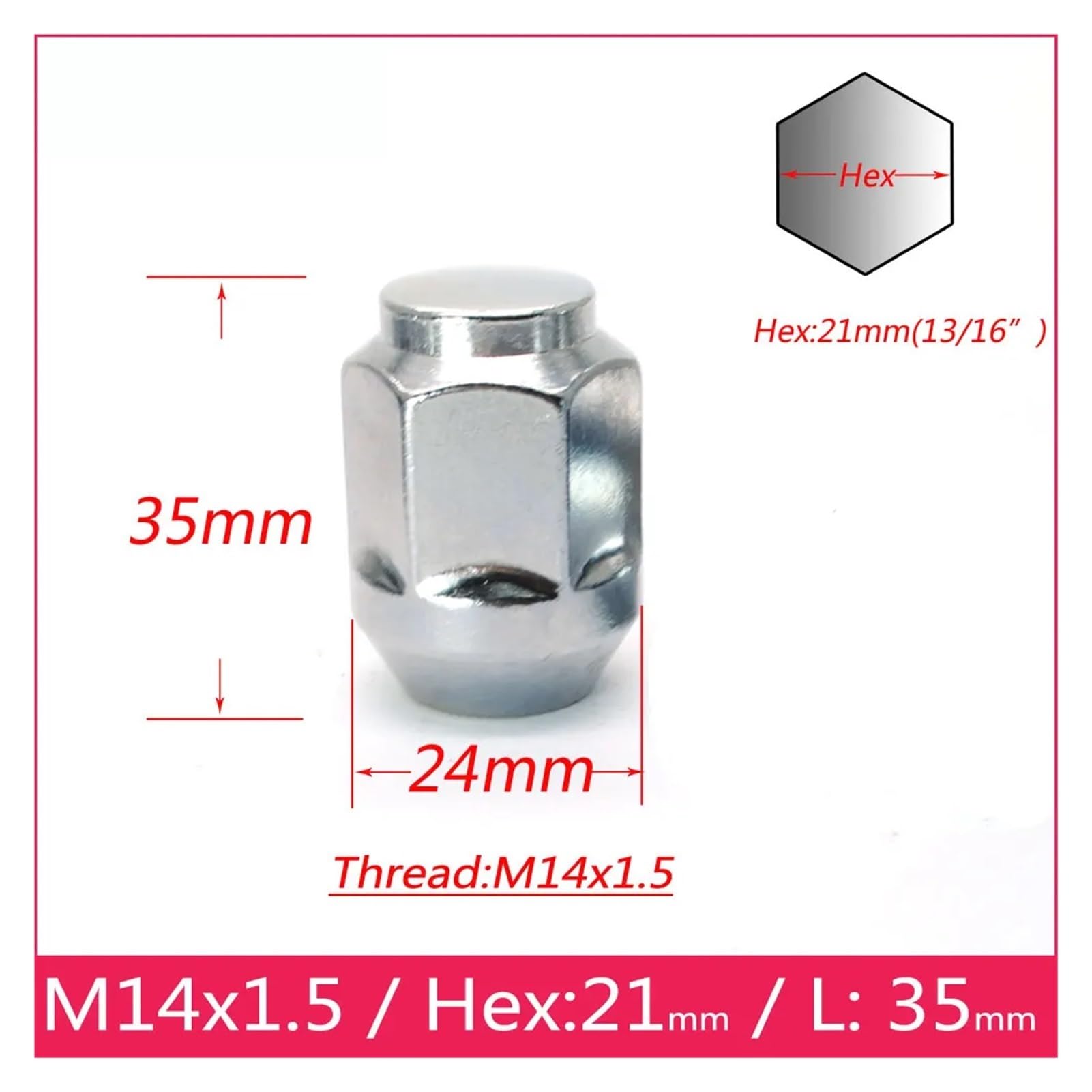 5 piezas M14 X 1,5 Hex19 21 22 RUEDAS LLANTAS TUERCAS DE BELLOTA(Hex21mm)